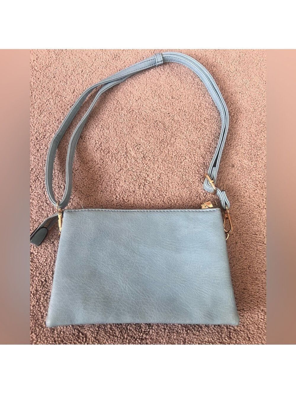 Sky Blue Leather Crossbody Bag